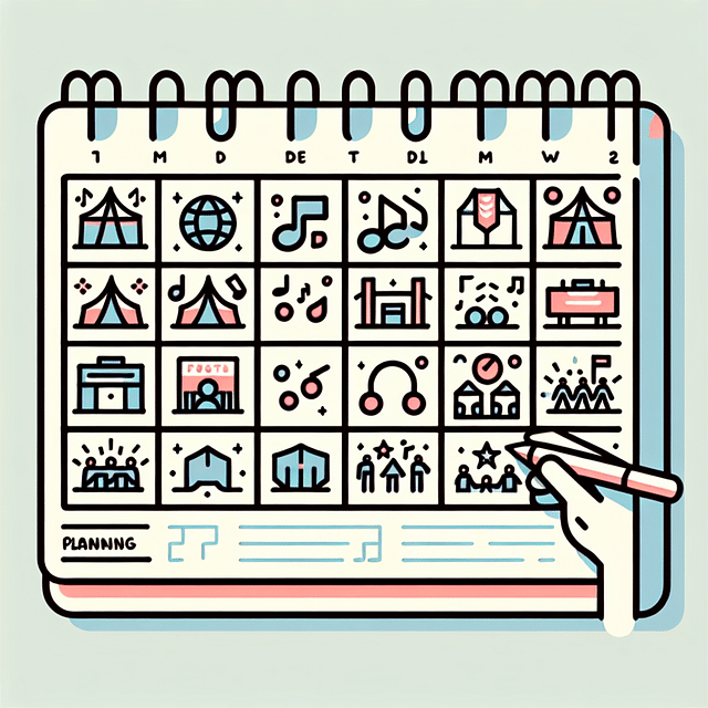 Planning calendar with music festival events