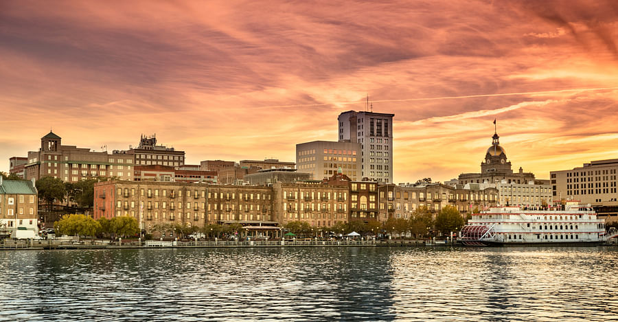 Sunrise illuminating the Savannah skyline