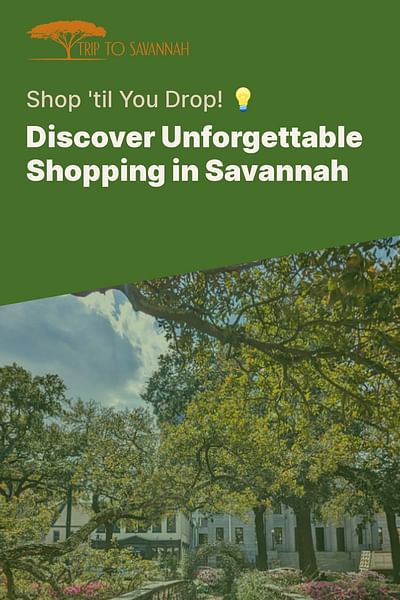 Discover Unforgettable Shopping in Savannah - Shop 'til You Drop! 💡